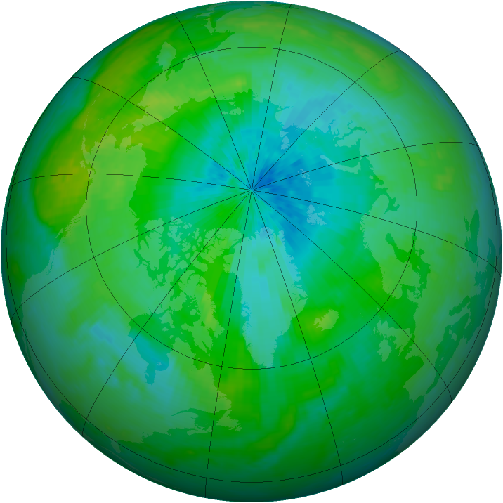 Arctic ozone map for 20 August 2003